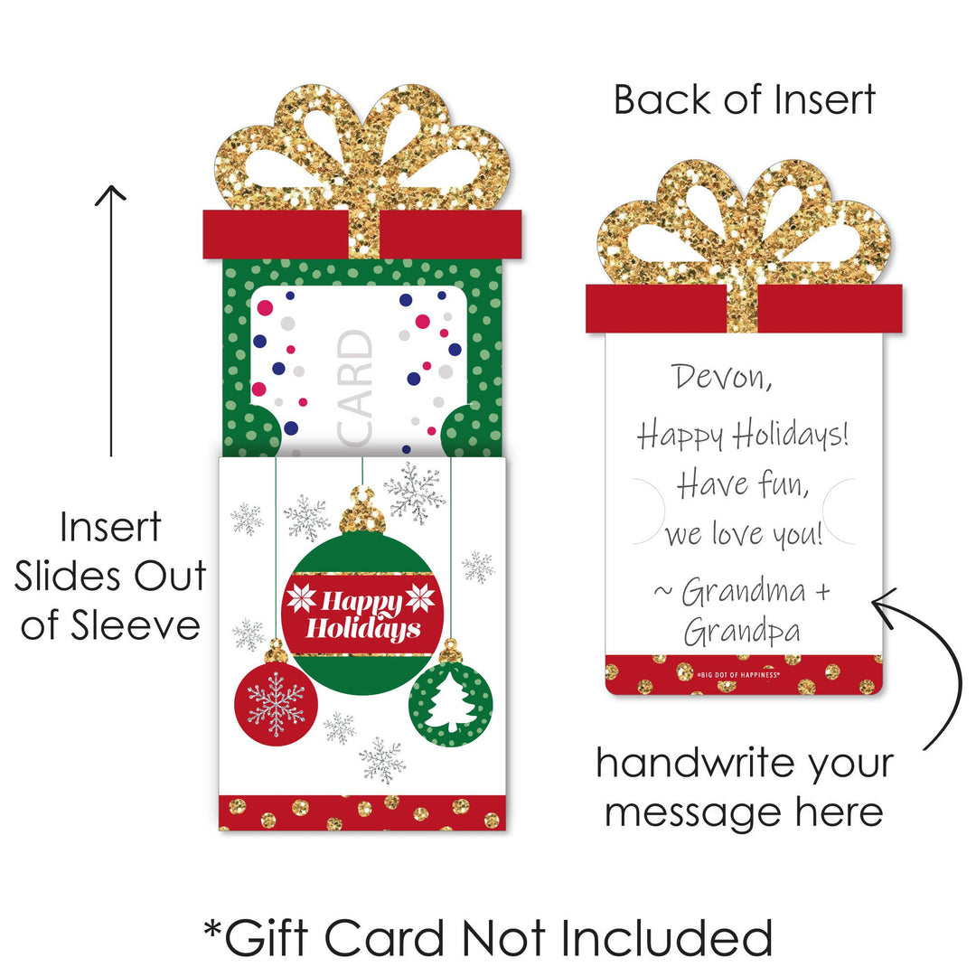 Ornaments - Holiday and Christmas Party Money and Gift Card Sleeves - Nifty Gifty Card Holders - Set of 8