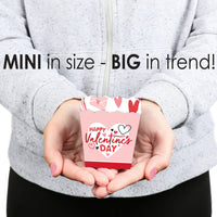 Happy Valentine's Day - Party Mini Favor Boxes - Valentine Hearts Party Treat Candy Boxes - Set of 12