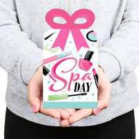 Spa Day - Square Favor Gift Boxes - Girls Makeup Party Bow Boxes - Set of 12
