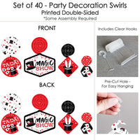 Ta-Da, Magic Show - Magical Birthday Party Hanging Decor - Party Decoration Swirls - Set of 40