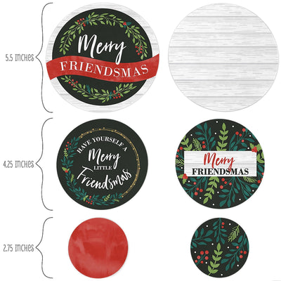 Rustic Merry Friendsmas - Friends Christmas Party Giant Circle Confetti - Party Decorations - Large Confetti 27 Count
