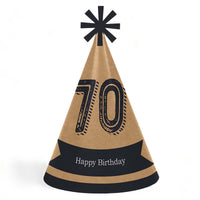 70th Milestone Birthday - Cone Happy Birthday Party Hats for Adults - Set of 8 (Standard Size)