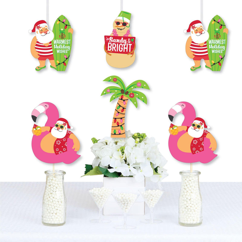 Tropical Christmas - Santa, Snowman, Palm Tree Decorations DIY Beach Santa Holiday Party Essentials - Set of 20