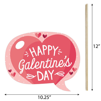 Funny Happy Galentine's Day - Valentine's Day Party Photo Booth Props Kit - 10 Piece