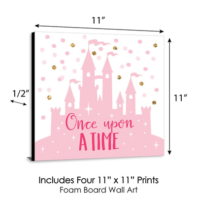 Little Princess Crown - Kids Room, Nursery Decor and Home Decor - 11 x 11 inches Nursery Wall Art - Set of 4 Prints for Baby's Room