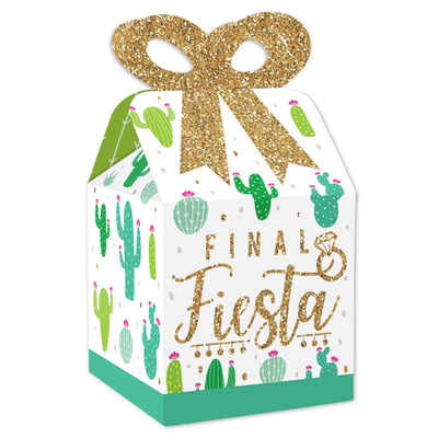 Final Fiesta - Square Favor Gift Boxes - Last Fiesta Bachelorette Party Bow Boxes - Set of 12