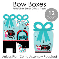 50's Sock Hop - Square Favor Gift Boxes - 1950s Rock N Roll Party Bow Boxes - Set of 12