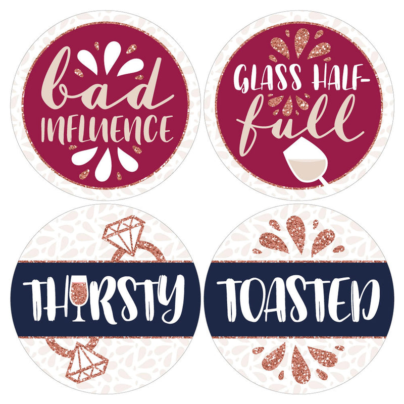 Vino Before Vows - Winery Bridal Shower or Bachelorette Party Funny Name Tags - Party Badges Sticker Set of 12