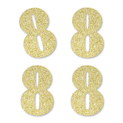 Gold Glitter 8 - No-Mess Real Gold Glitter Cut-Out Numbers - 8th Birthday Party Confetti - Set of 24