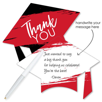 Red Grad - Best is Yet to Come - Shaped Thank You Cards - Red Graduation Party Thank You Note Cards with Envelopes - Set of 12