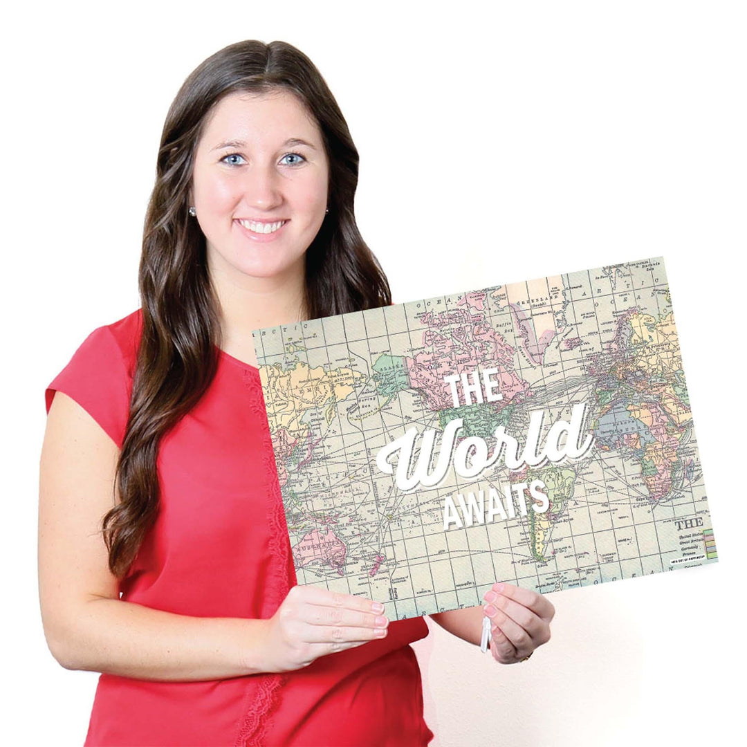 World Awaits - Party Table Decorations - Travel Themed Party Placemats - Set of 16