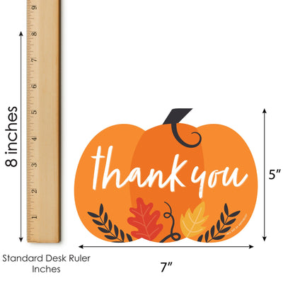 Fall Pumpkin - Shaped Thank You Cards - Halloween or Thanksgiving Party Thank You Note Cards with Envelopes - Set of 12