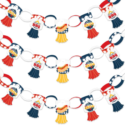Fire Up the Grill - 90 Chain Links and 30 Paper Tassels Decoration Kit - Summer BBQ Picnic Party Paper Chains Garland - 21 feet