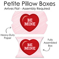 Conversation Hearts - Favor Gift Boxes - Valentine's Day Party Petite Pillow Boxes - Set of 20