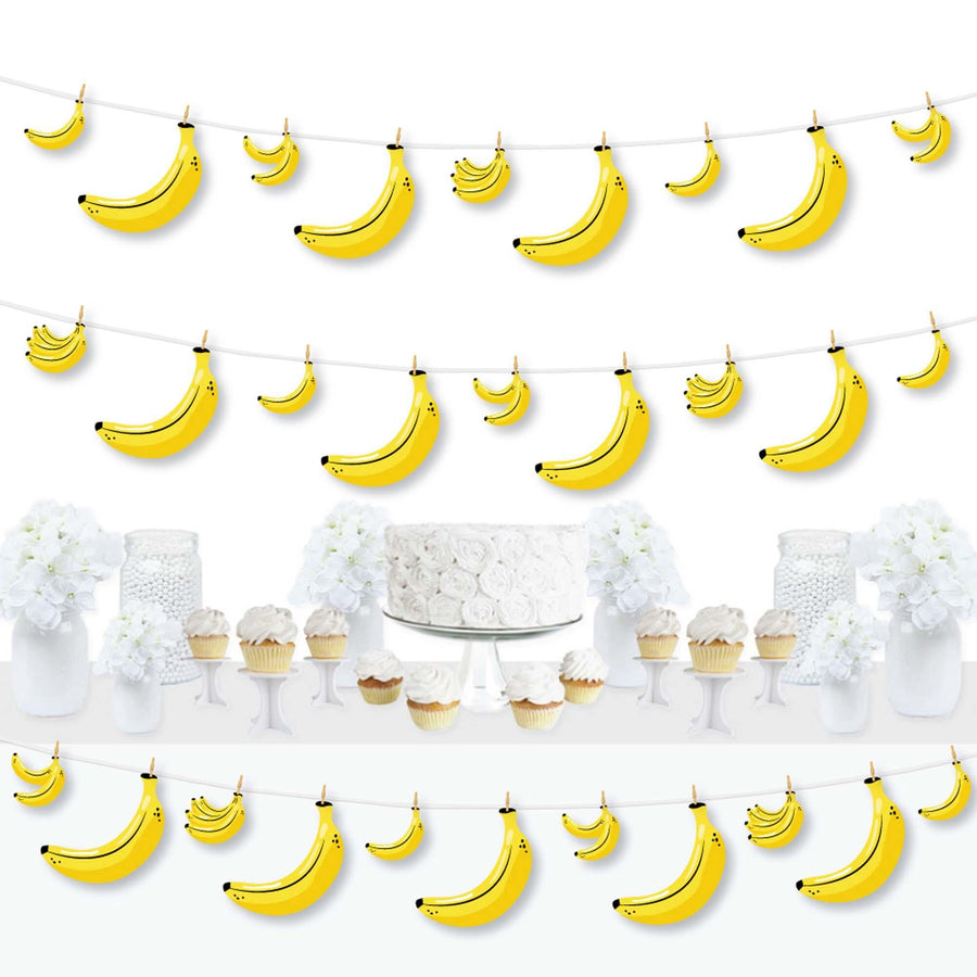 Let's Go Bananas - Tropical Party DIY Decorations - Clothespin Garland Banner - 44 Pieces