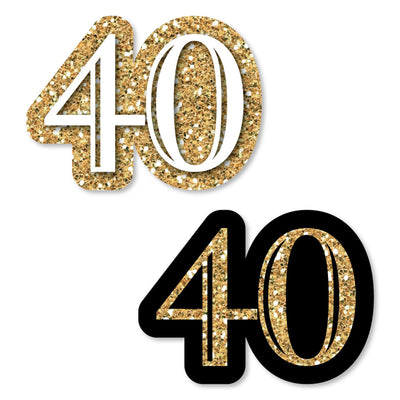 Adult 40th Birthday - Gold - DIY Shaped Party Paper Cut-Outs - 24 ct