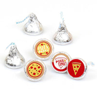 Pizza Party Time - Baby Shower or Birthday Party Round Candy Sticker Favors - Labels Fit Hershey's Kisses - 108 ct