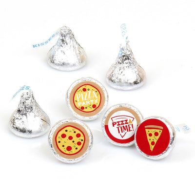 Pizza Party Time - Baby Shower or Birthday Party Round Candy Sticker Favors - Labels Fit Hershey's Kisses - 108 ct