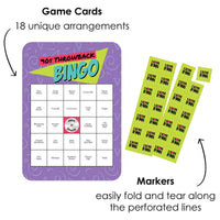 90's Throwback - Bar Bingo Cards and Markers - 1990s Party Bingo Game - Set of 18
