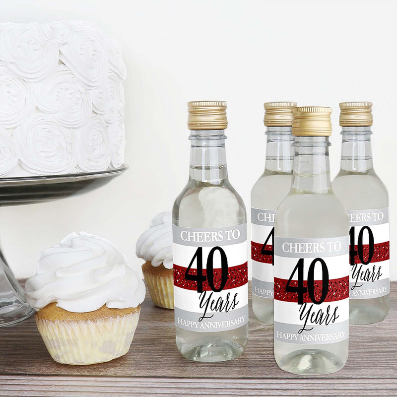 We Still Do - 40th Wedding Anniversary - Mini Wine and Champagne Bottle Label Stickers - Anniversary Party Favor Gift - For Women and Men - Set of 16