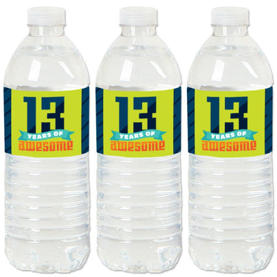 Boy 13th Birthday - Official Teenager Birthday Water Bottle Sticker Labels - Set of 20
