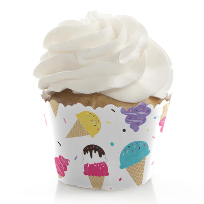 Scoop Up The Fun - Ice Cream - Sprinkles Party Decorations - Party Cupcake Wrappers - Set of 12