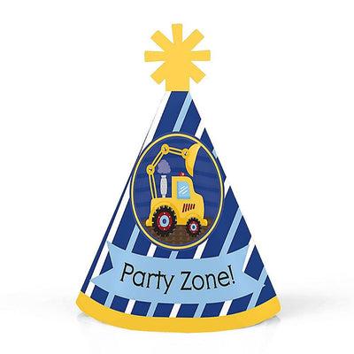 Construction Truck - Mini Cone Baby Shower or Birthday Party Hats - Small Little Party Hats - Set of 8