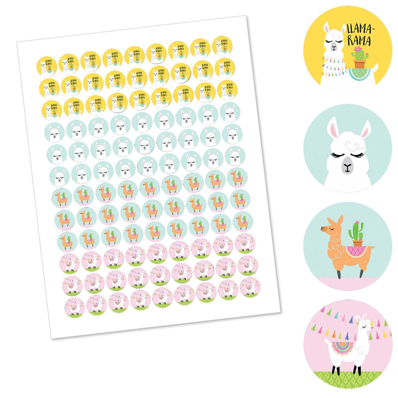 Whole Llama Fun - Llama Fiesta Baby Shower or Birthday Party Round Candy Sticker Favors - Labels Fit Hershey&
