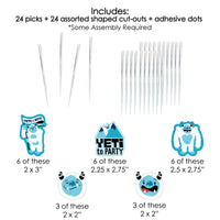Yeti to Party - Dessert Cupcake Toppers - Abominable Snowman Party or Birthday Party Clear Treat Picks - Set of 24