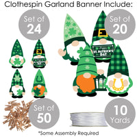 Irish Gnomes - St. Patrick's Day Party DIY Decorations - Clothespin Garland Banner - 44 Pieces