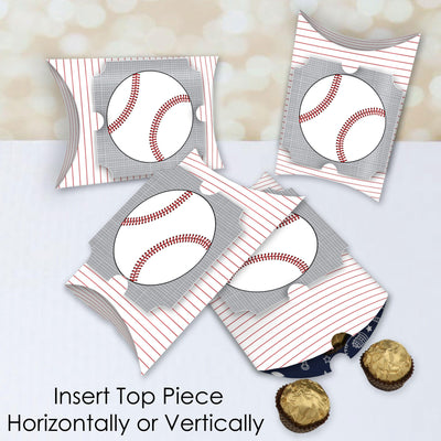 Batter Up - Baseball - Favor Gift Boxes - Baby Shower or Birthday Party Large Pillow Boxes - Set of 12