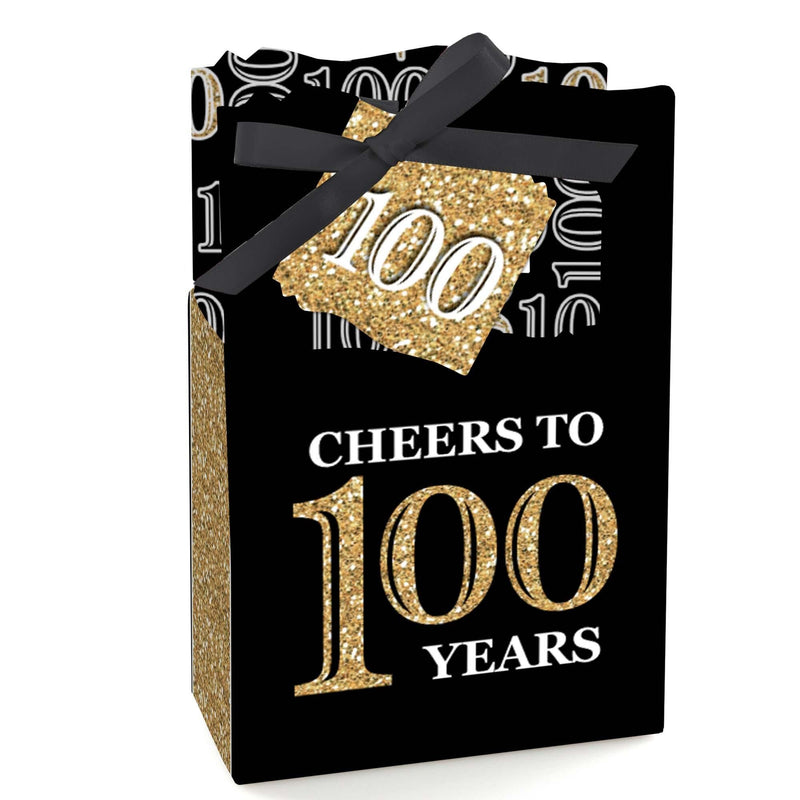 Adult 100th Birthday - Gold - Birthday Party Favor Boxes - Set of 12