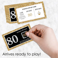 Adult 80th Birthday - Gold - Birthday Party Game Scratch Off Cards - 22 ct