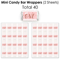 1st Birthday Little Miss Onederful - Mini Candy Bar Wrappers, Round Candy Stickers and Circle Stickers - Girl First Birthday Party Candy Favor Sticker Kit - 304 Pieces