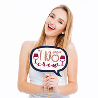 Funny Vino Before Vows - 10 Piece Winery Bachelorette Party Photo Booth Props Kit