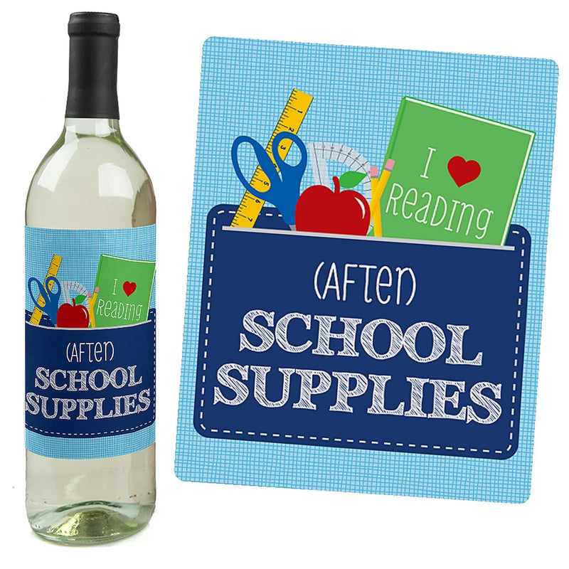 Funny Colorful - First and Last Day of School Teacher Appreciation Christmas Gift Decorations for Women and Men - Wine Bottle Label Stickers - Set of 4