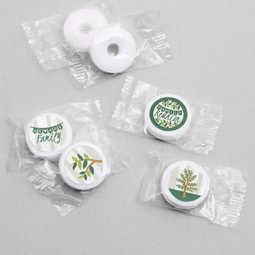 Family Tree Reunion - Round Candy Labels Family Gathering Party Favors - Fits Hershey's Kisses - 108 ct