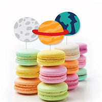 Blast Off to Outer Space - Dessert Cupcake Toppers - Rocket Ship Baby Shower or Birthday Party Clear Treat Picks - Set of 24