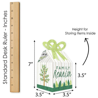 Family Tree Reunion - Square Favor Gift Boxes - Family Gathering Party Bow Boxes - Set of 12