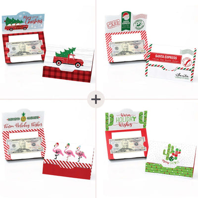 Red & Green Assorted Holiday Cards - Christmas Money And Gift Card Holders - Set of 8