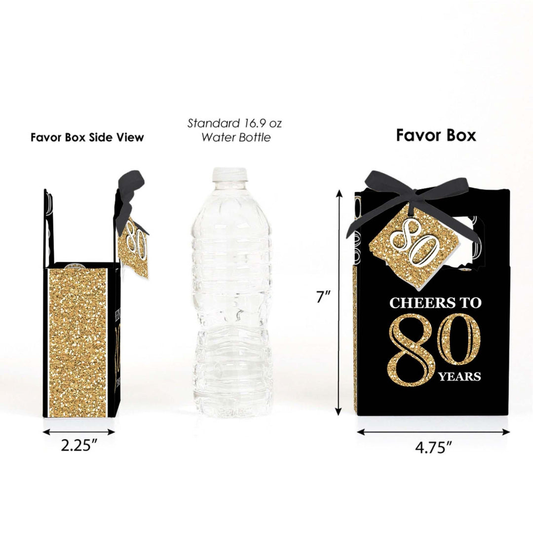 Adult 80th Birthday - Gold - Birthday Party Favor Boxes - Set of 12
