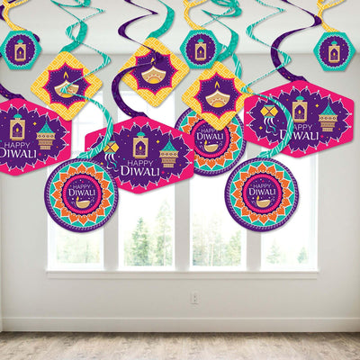 Happy Diwali - Festival of Lights Party Hanging Decor - Party Decoration Swirls - Set of 40