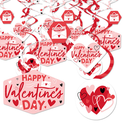Happy Valentine's Day - Valentine Hearts Party Hanging Decor - Party Decoration Swirls - Set of 40