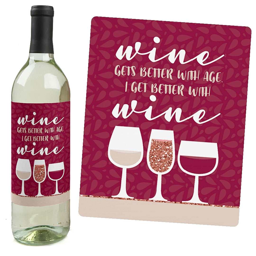 But First, Wine - Wine Tasting Party Decorations for Women and Men - Wine Bottle Label Stickers - Set of 4