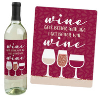 But First, Wine - Wine Tasting Party Decorations for Women and Men - Wine Bottle Label Stickers - Set of 4