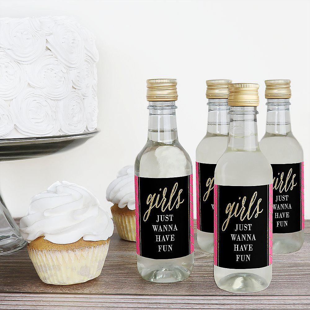 Girls Night Out - Mini Wine and Champagne Bottle Label Stickers - Bachelorette Party Favor Gift - For Women and Men - Set of 16