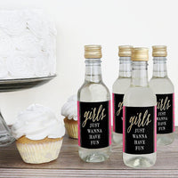 Girls Night Out - Mini Wine and Champagne Bottle Label Stickers - Bachelorette Party Favor Gift - For Women and Men - Set of 16