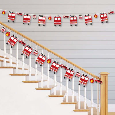 Fired Up Fire Truck - Firefighter Firetruck Baby Shower or Birthday Party DIY Decorations - Clothespin Garland Banner - 44 Pieces