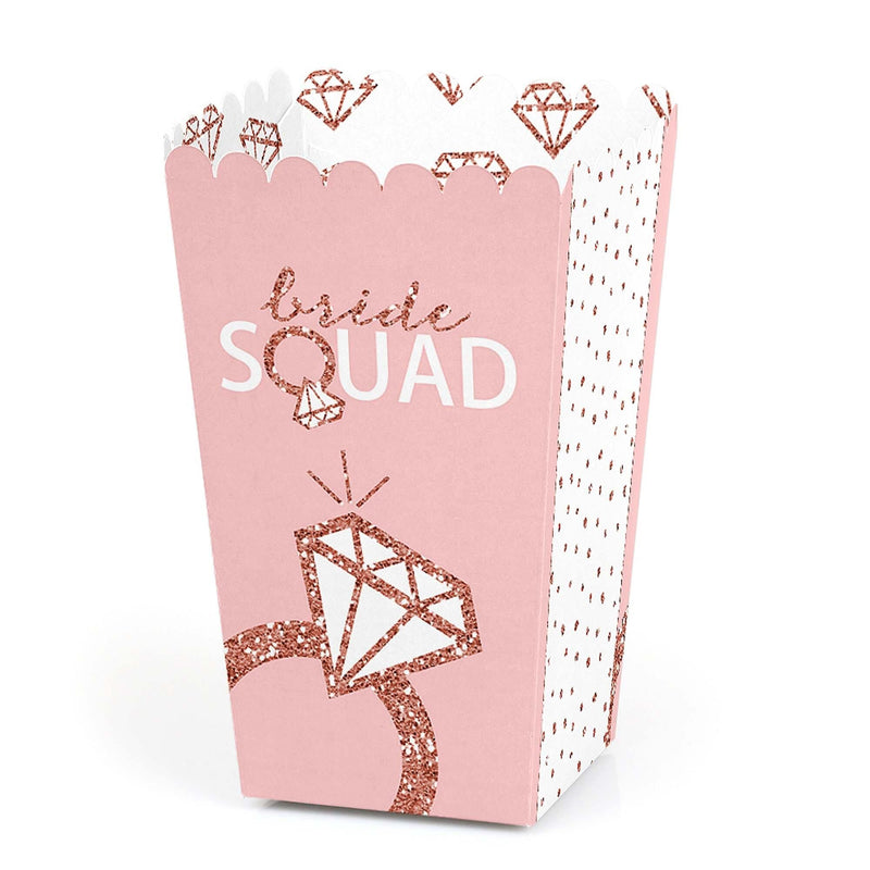 Bride Squad - Rose Gold Bridal Shower or Bachelorette Party Favor Popcorn Treat Boxes - Set of 12