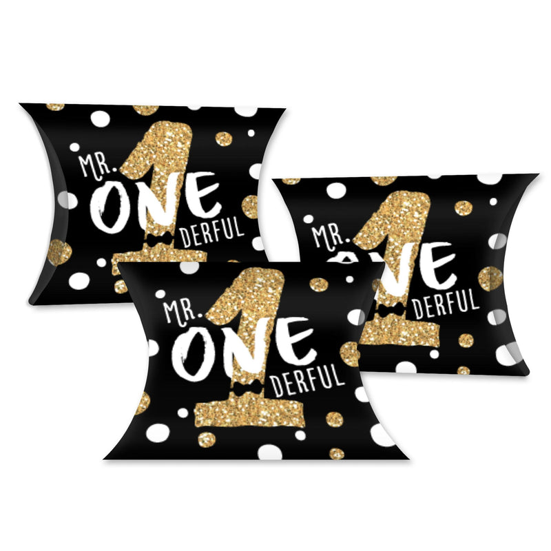 1st Birthday Little Mr. Onederful - Favor Gift Boxes - Boy First Birthday Party Petite Pillow Boxes - Set of 20